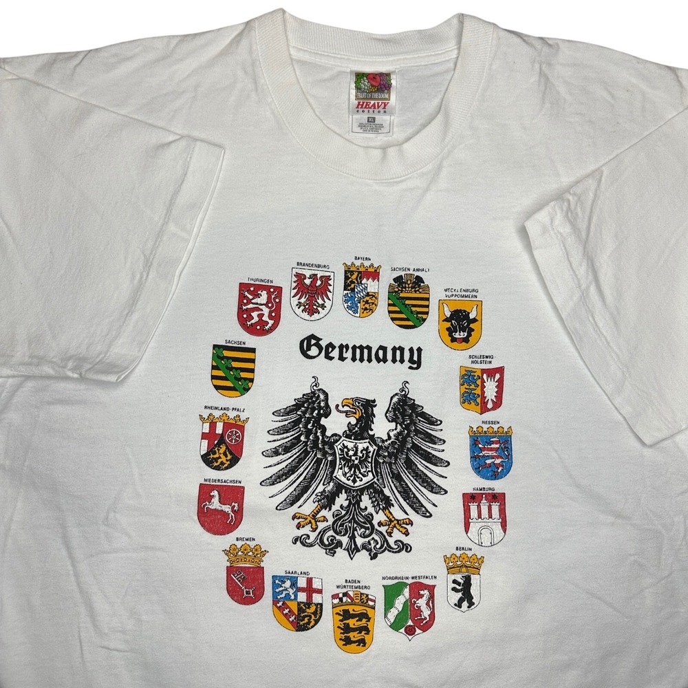 Vintage Germany Coat of Arms States T-Shirt White XL Single Stitch